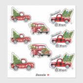 Rode Kerstmis Vrachtwagen Stickers (Vel)