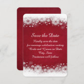 Rode Kerstmis Witte Sneeuwvlokken Sla de datum op Save The Date (Voorkant / Achterkant)
