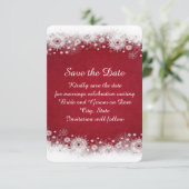 Rode Kerstmis Witte Sneeuwvlokken Sla de datum op Save The Date (Staand voorkant)