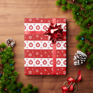 Rode Kerstmisbellen en Sneeuwvlokkenpatroon Cadeaupapier