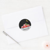  rode Kerstmisvrachtwagen monogrammed naam Ronde Sticker (Envelop)