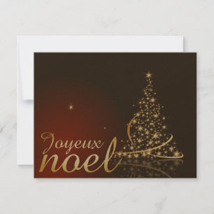 Rode kerstmotief met gouden kerstboom kaart