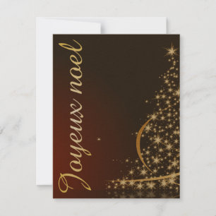Rode kerstmotief met gouden kerstboom kaart