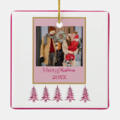 Rode Kerstpagode Bomen 1-Foto Lijst Keramisch Ornament (Achterkant)