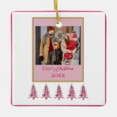 Rode Kerstpagode Bomen 1-Foto Lijst Keramisch Ornament (Voorkant)