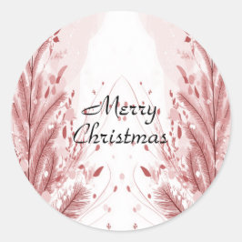 Rode Kerstpijnboom Sneeuw Decoratie Mooi Ronde Sticker