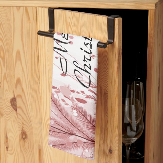 Rode Kerstpijnboom Sneeuw Decoratie Mooi Theedoek (Derde Gevouwen)