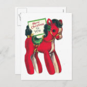 Rode KerstPony Feestdagenkaart (Voorkant / Achterkant)