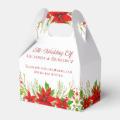 Rode kerstpunsettia gepersonaliseerde bruiloft bedankdoosjes (Voorkant Zijde)