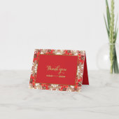 Rode kerstpunsettia's in sneeuw bedankkaart (Voorkant)