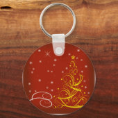 Rode kerstscène sleutelhanger (Voorkant)