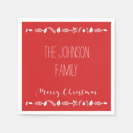 Rode kerstservetten met witte bladeren servet