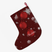 Rode kerstsierbloemen grote kerstsok (Achterkant (Hangend))