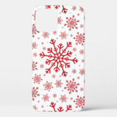 rode kerstsnowflakes op winterwit Case-Mate iPhone case (Achterkant)