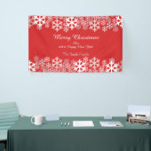 Rode kerstsnowflakes Patroongroeten Spandoek (Beurs)