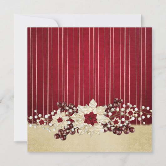 Rode Kerstster Damask Gold bruiloft uitnodiging (Achterkant)