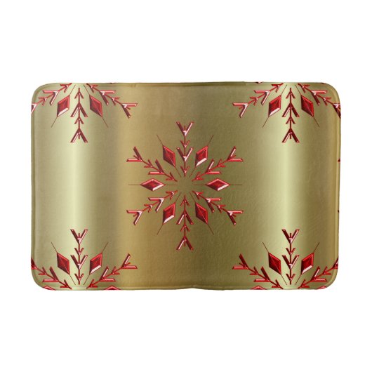 Rode kerststerren op goud badmat (Voorkant)