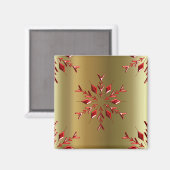 Rode kerststerren op goud magneet (Voorkant / Achterkant)