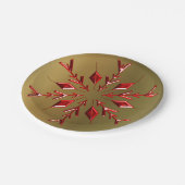 Rode kerststerren op goud papieren bordje (Gekanteld)