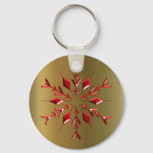 Rode kerststerren op goud sleutelhanger (Voorkant)