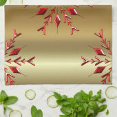 Rode kerststerren op goud theedoek (Gevouwen)