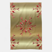 Rode kerststerren op goud theedoek (Verticaal)