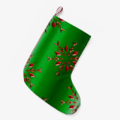 Rode kerststerren op groen kleine kerstsok (Voorkant (Hangend))