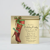 Rode Kerststrump Kerstdag Bedrijfsfeest Kaart (Staand voorkant)