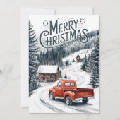  Rode Kersttruck 3 Fotocollage Feestdagenkaart (Voorkant)
