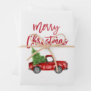 Rode kersttruck inpakpapier vel