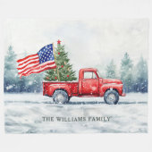  rode kersttruck kerstboomvlag fleece deken (Voorkant (Horizontaal))