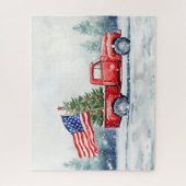  rode kersttruck kerstboomvlag legpuzzel (Verticaal)