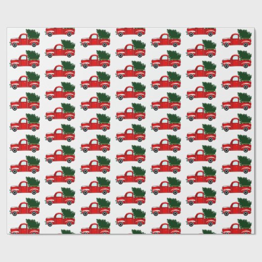 Rode Kersttruck Rustig Kerstfeest Cadeaupapier (Vlak)