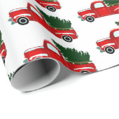 Rode Kersttruck Rustig Kerstfeest Cadeaupapier (Rol Hoek)