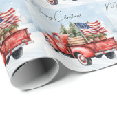  rode kersttruck VS Vlag Patriottisch Cadeaupapier (Rol Hoek)