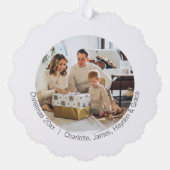 Rode kersttypografie - Aangepaste foto Ornament Kaart (Achterkant)