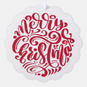 Rode kersttypografie - Aangepaste foto Ornament Kaart (Voorkant)