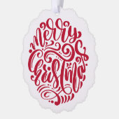 Rode kersttypografie - Aangepaste foto Ornament Kaart (Links)