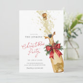 Rode Kerstvakantie Cocktail Party Uitnodiging (Staand voorkant)