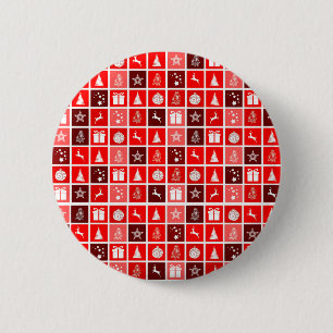 Rode Kerstvakantie Cute Boom Rendier  Ronde Button 5,7 Cm