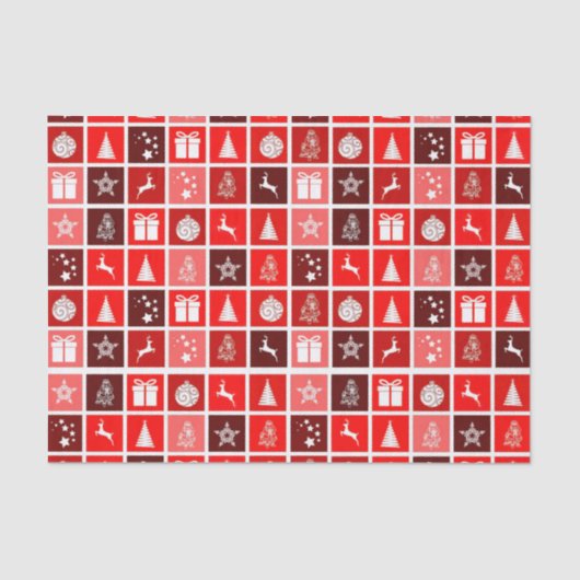 Rode Kerstvakantie Schattigee boomrendieren Tissuepapier (Voorkant)