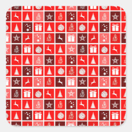 Rode Kerstvakantie Schattigee boomrendieren Vierkante Sticker