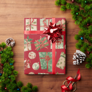 Rode kerstverpakkings papier met cadeau patroon le