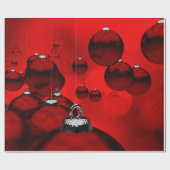 Rode kerstversiering cadeaupapier (Vlak)