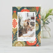  rode kerstversieringen Aangepaste foto Feestdagenkaart (Staand voorkant)