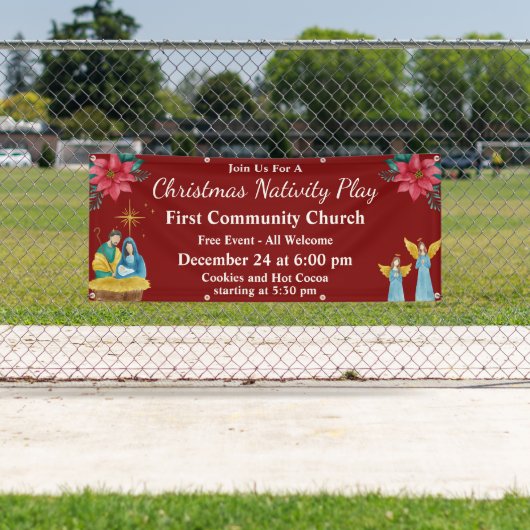 Rode Kerstviering Kerkelijke Evenement Activiteit Spandoek (Insitu)