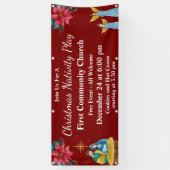 Rode Kerstviering Kerkelijke Evenement Activiteit Spandoek (Verticaal)
