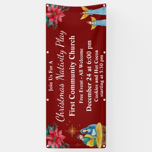 Rode Kerstviering Kerkelijke Evenement Activiteit Spandoek (Verticaal)