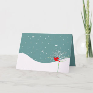 Rode Kerstvogel Feestdagen Kaart