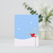 Rode kerstvogel feestdagenkaart (Staand voorkant)